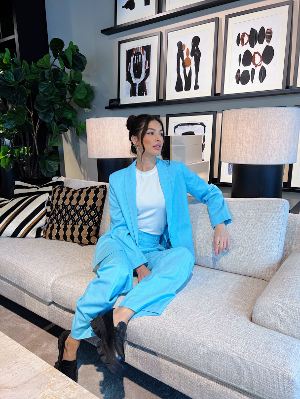Komio 7/8 Slit Blazer - Blue Topaz - Image 7