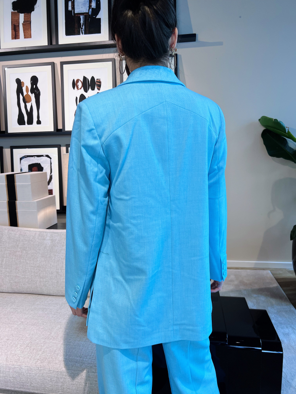 Komio 7/8 Slit Blazer - Blue Topaz - Image 8