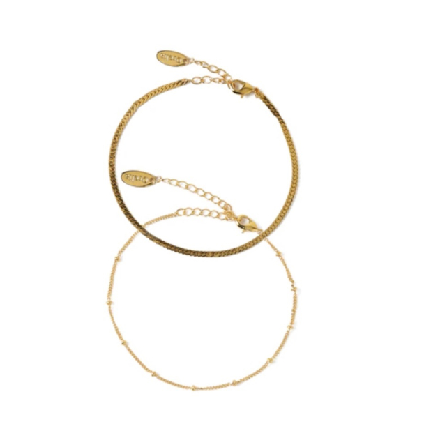 ORELIA Satellite & Flat Curb Chain Bracelet - Image 1