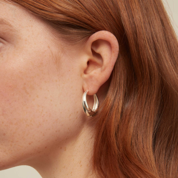ORELIA Tapered Hoop Earrings - Image 2