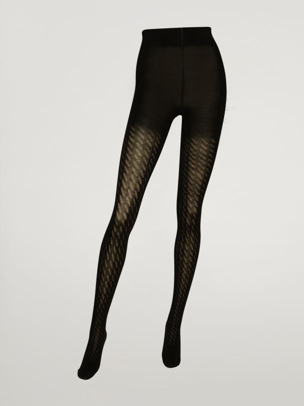 Merino Jacquard Tights, black - Image 5