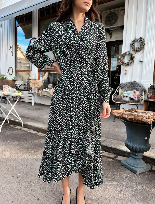 Ditsy V Neck Wrap Dress - AOP Ditsy - Image 1
