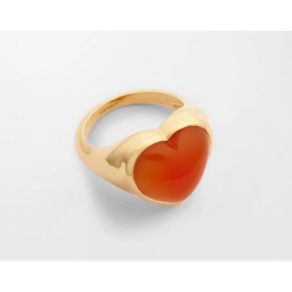 La la love Big heart ring gull - Carnelian