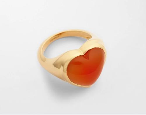 La la love Big heart ring gull - Carnelian