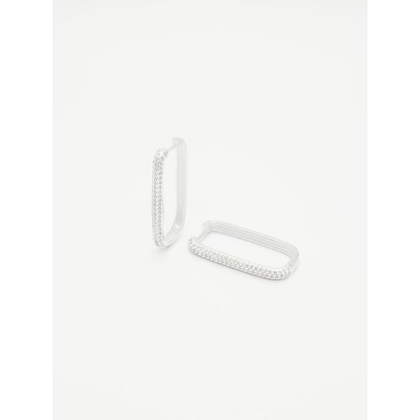 Diamond Edge Hoops Silver