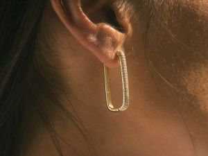 Diamond Edge Hoops Gold