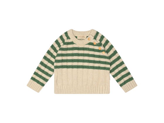 Petit Piao - Strikkegenser, Spring Green/Offwhite