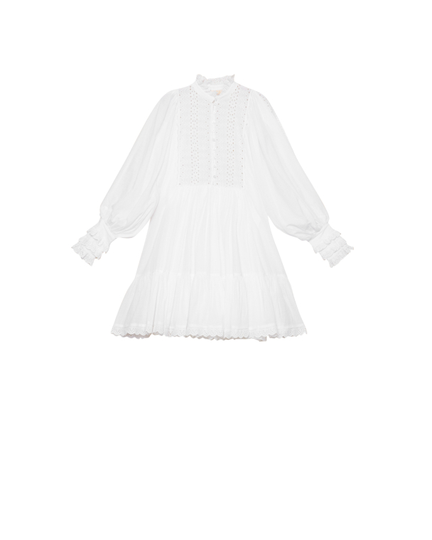 Cotton Slub Mini Dress - White - Image 2