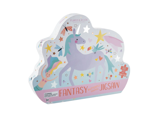 Puslespill 80 brikker - Butterfly/Unicorn