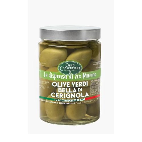 Cerignola olives 580ml grønne gigantiske oliven MED  stein Linea Elegant