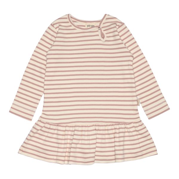 Petit Piao - Kjole Modal, Adobe Rose/OffwhiteDress L/S Modal Striped