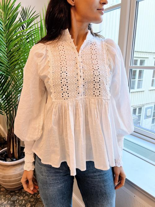 Cotton Slub Blouse - White