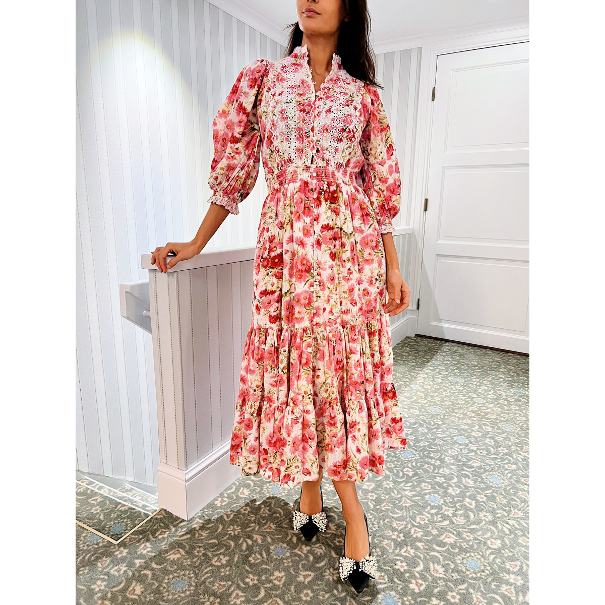 Cotton Slub Midi Dress Daisy Garden byTiMo Seven Tønsberg