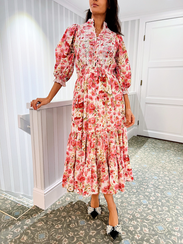 Cotton Slub Midi Dress - Daisy Garden  - Image 1