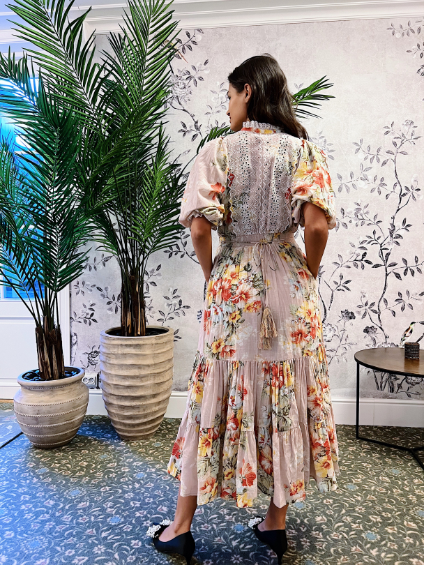Cotton Slub Midi Dress - Vintage Wallpaper  - Image 3