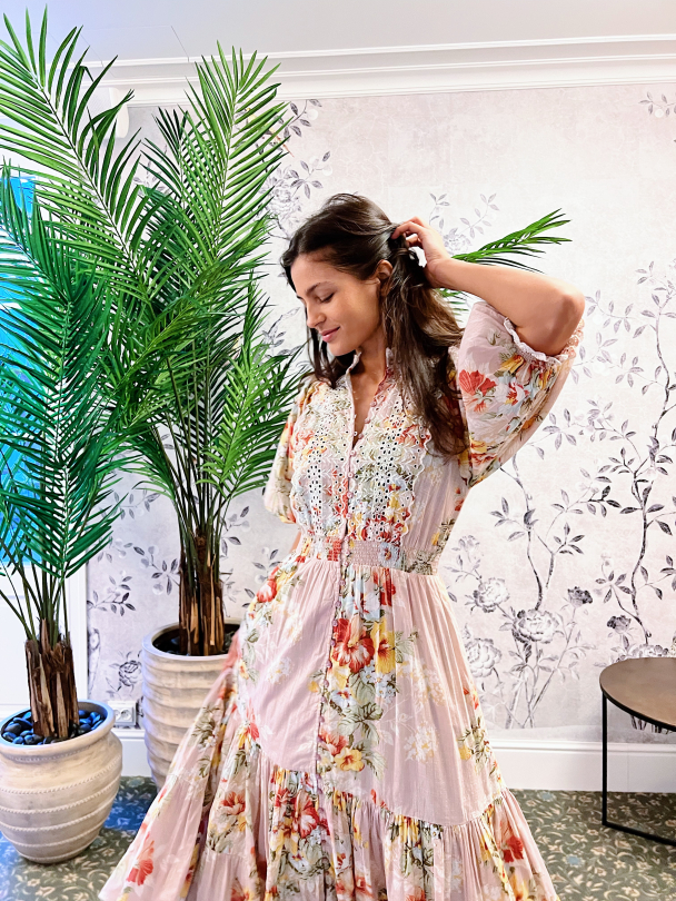 Cotton Slub Midi Dress - Vintage Wallpaper  - Image 4