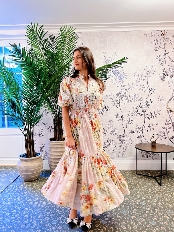 Cotton Slub Midi Dress - Vintage Wallpaper  - Image 5