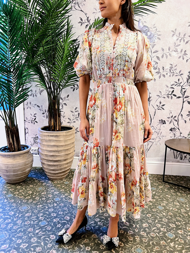 Cotton Slub Midi Dress - Vintage Wallpaper  - Image 1
