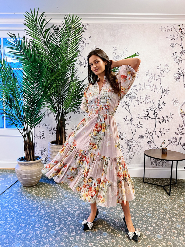 Cotton Slub Midi Dress - Vintage Wallpaper  - Image 6