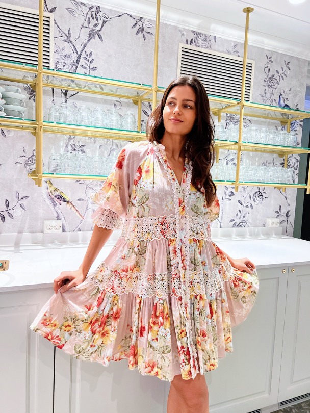 Cotton Slub Relaxed Dress - Vintage Wallpaper  - Image 3