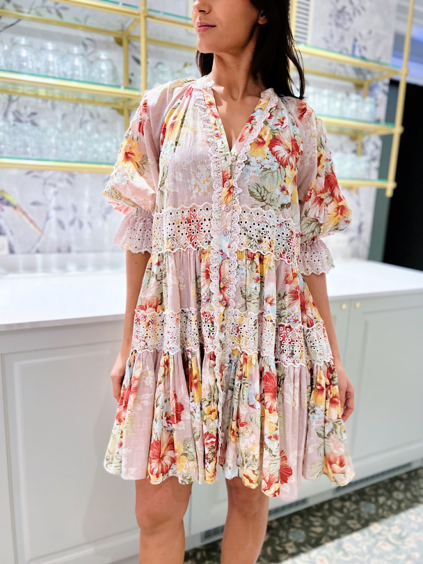 Cotton Slub Relaxed Dress - Vintage Wallpaper  - Image 1