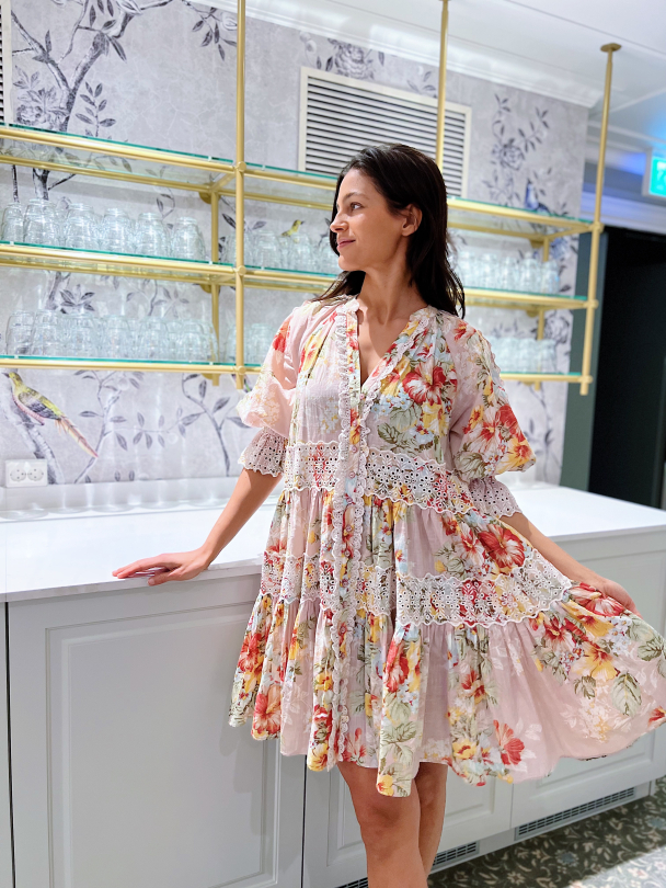 Cotton Slub Relaxed Dress - Vintage Wallpaper  - Image 6