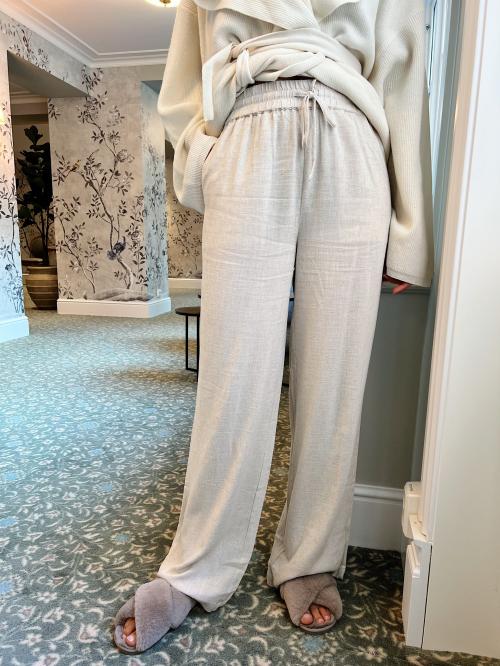 Viva - Gulia Long Linen Pant - Sandshell