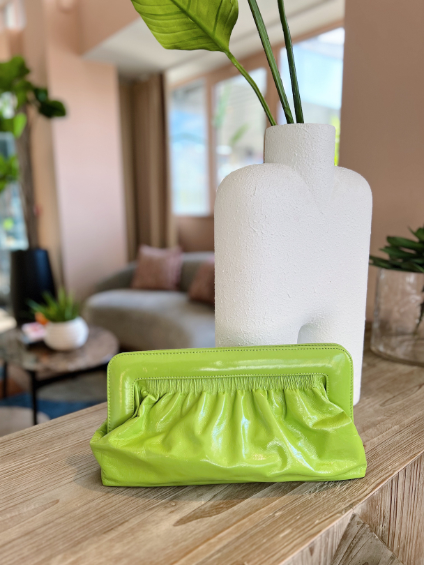 Velda Midi Patent Clutch - Dark Citron - Image 1