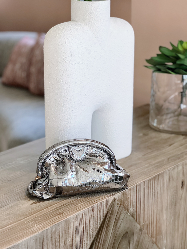 Chai Clutch - Silver Croco  - Image 1