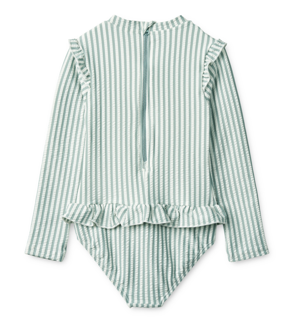 Sille Seersucker Swimsuit - Stripe Sea Blue/White - Image 3