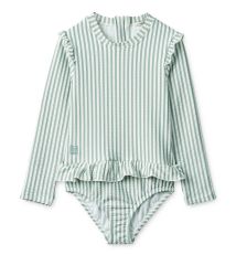 Sille Seersucker Swimsuit - Stripe Sea Blue/White