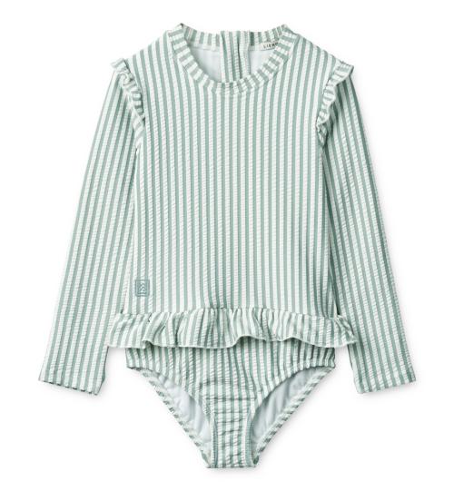 Liewood | Sille Seersucker Swimsuit - Stripe Sea Blue/White