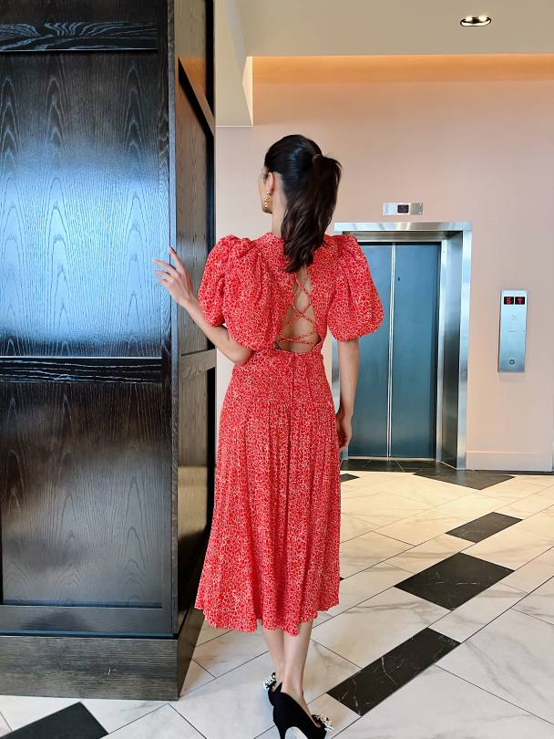 Fine Jacquard Tied Dress - Image 4