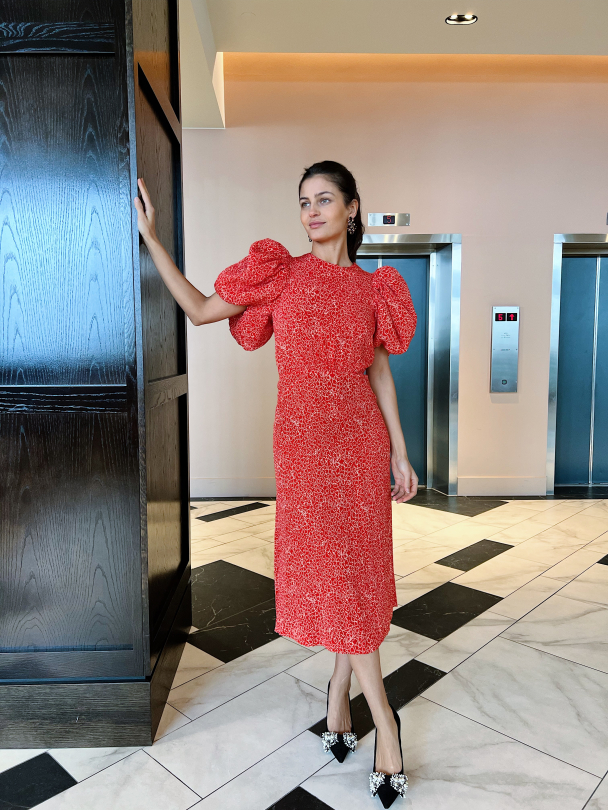 Fine Jacquard Tied Dress - Image 6