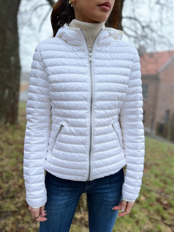 Sporty Hooded Downjacket - White  - Image 1
