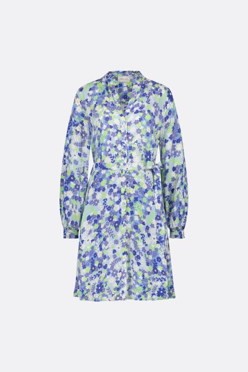 Dorien Frill Dress Popping Flowers| Riad blue/Acapulco G Kjole fra Fabienne Chapot