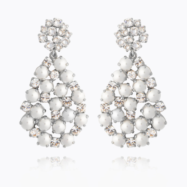 All Of Me Earring - Rhodium Pearl/Crystal 
