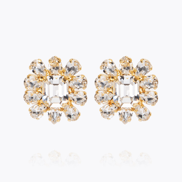Peony Earrings Gold/Crystal