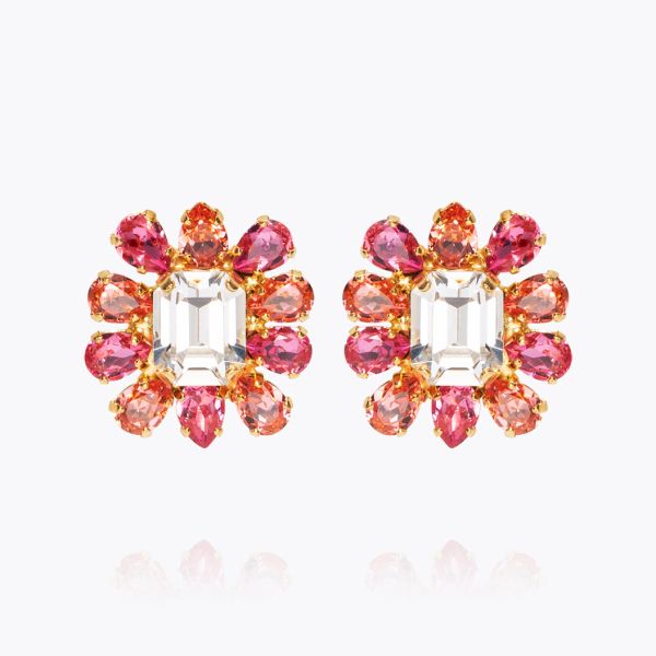 Peony Earrings Gold/Crystal