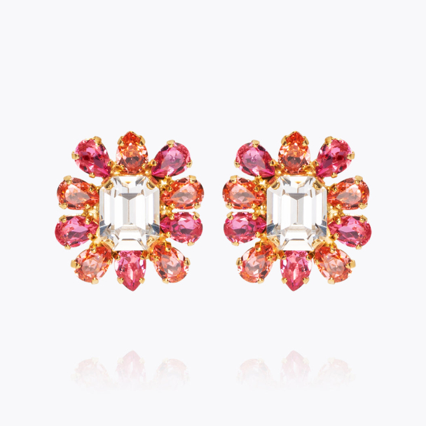 Peony Earrings Gold/Crystal