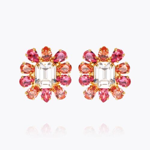 Peony Earrings Gold/Crystal