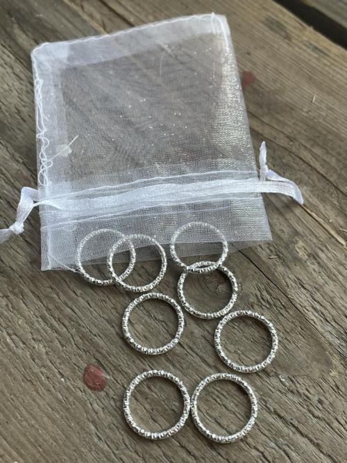 Metall ringer - 8 stykk -Sølv
