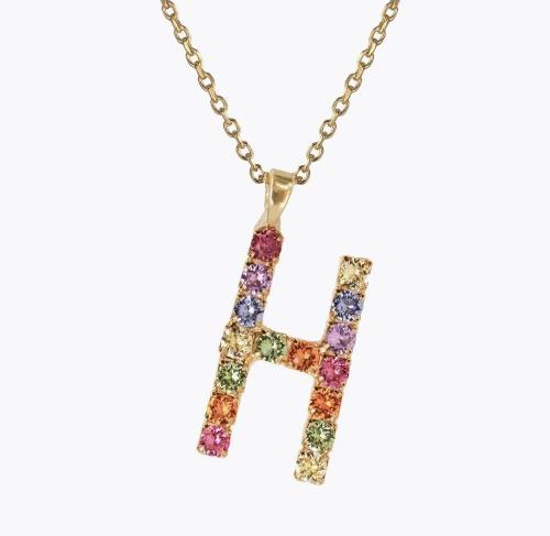 Letter Necklace Gold 50 cm - Letter H 