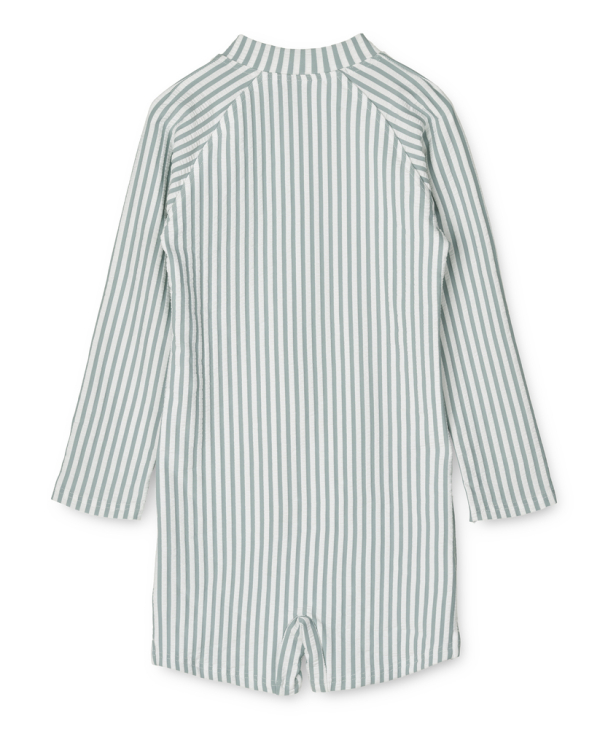 Max Swim Jumpsuit LS Seersucker - Stripe Sea Blue/White - Image 2
