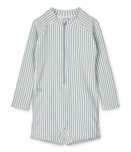 Liewood | Max Swim Jumpsuit LS Seersucker - Stripe Sea Blue/White