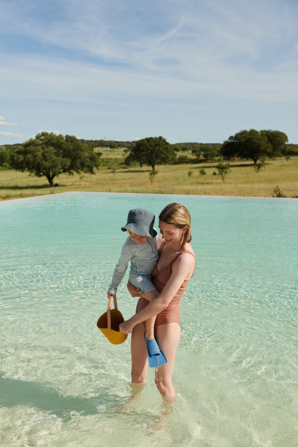 Max Swim Jumpsuit LS Seersucker - Stripe Sea Blue/White - Image 3