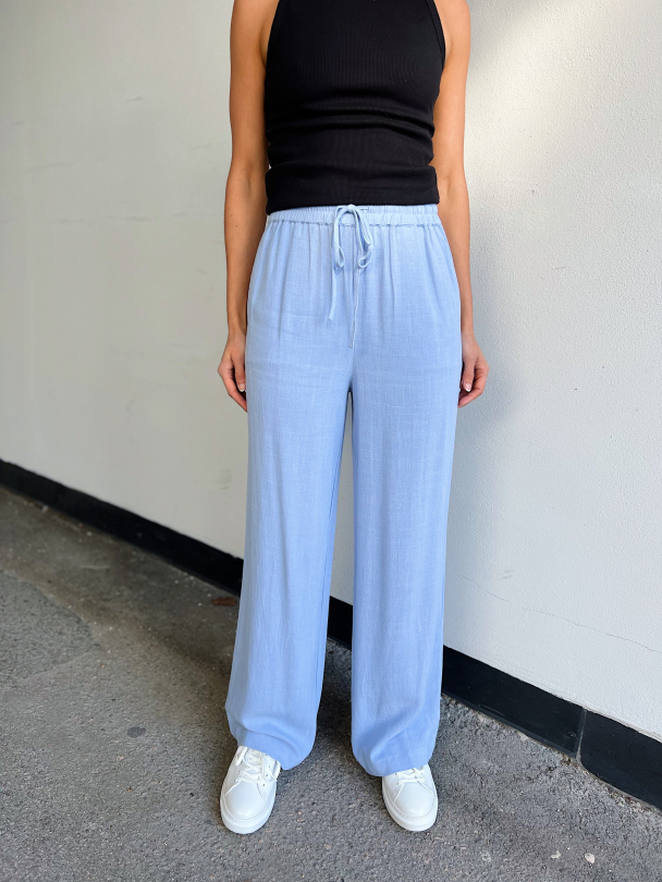Viva - Gulia Long Linen Pant - Blue Heron - Image 1