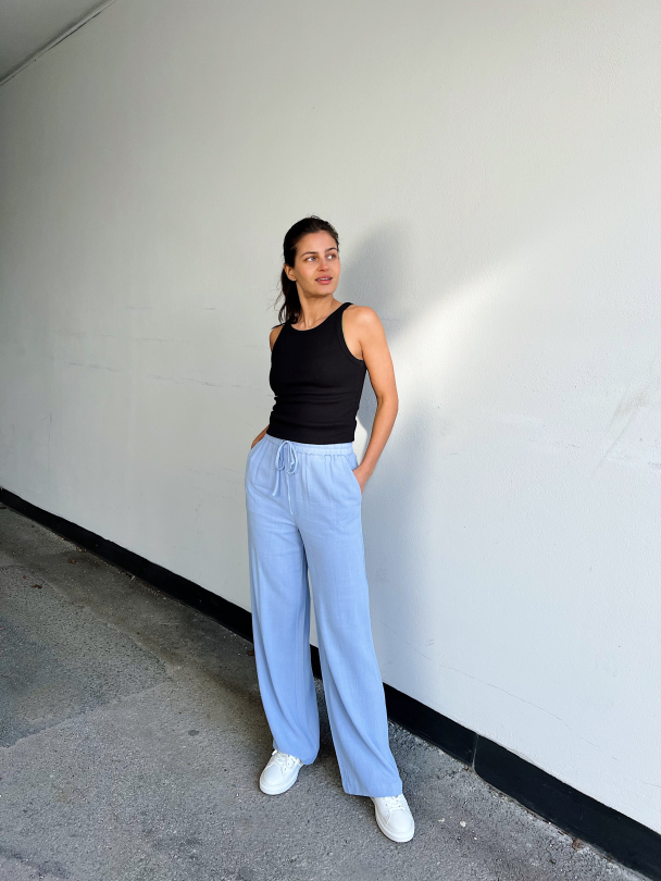Viva - Gulia Long Linen Pant - Blue Heron - Image 7
