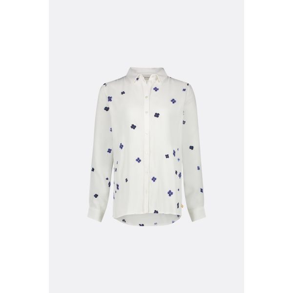 Sophia Blouse Cream | Sophia Blouse Cream White/Navy Flower Embro fra Fabienne Chapot