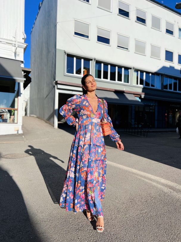 Chiffon Maxi Dress - Blue Poppy  - Image 4